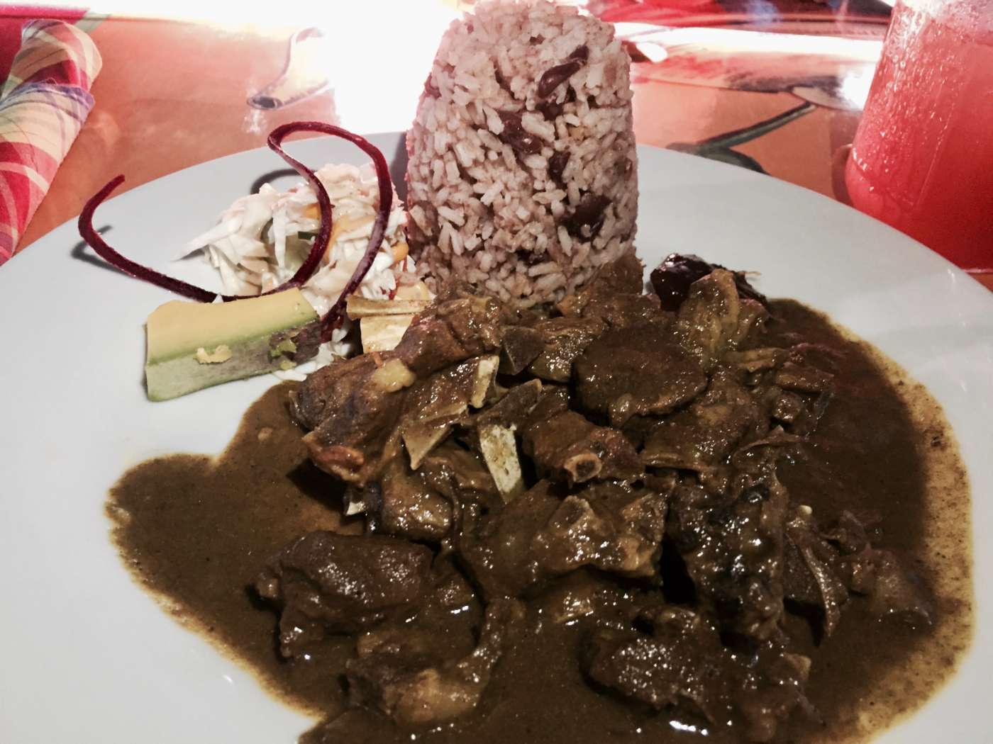 Curried Goat with Rice & Peas